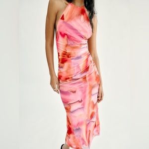 NWT PRINTED TULLE MIDI DRESS